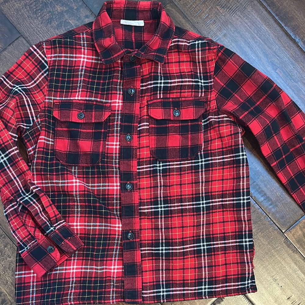 Red Plaid Button-Up Shirt
